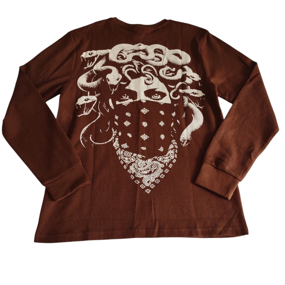 Crooks & Castles Medium Brown Medusa Thermal Long Sleeve Tee